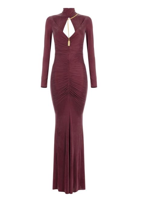 Red carpet dress in draped jersey with necklace ELISABETTA FRANCHI | AB61646E2.CG3